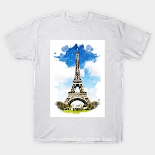 Eiffel Tower, Paris - Watercolor Artwork T-Shirt